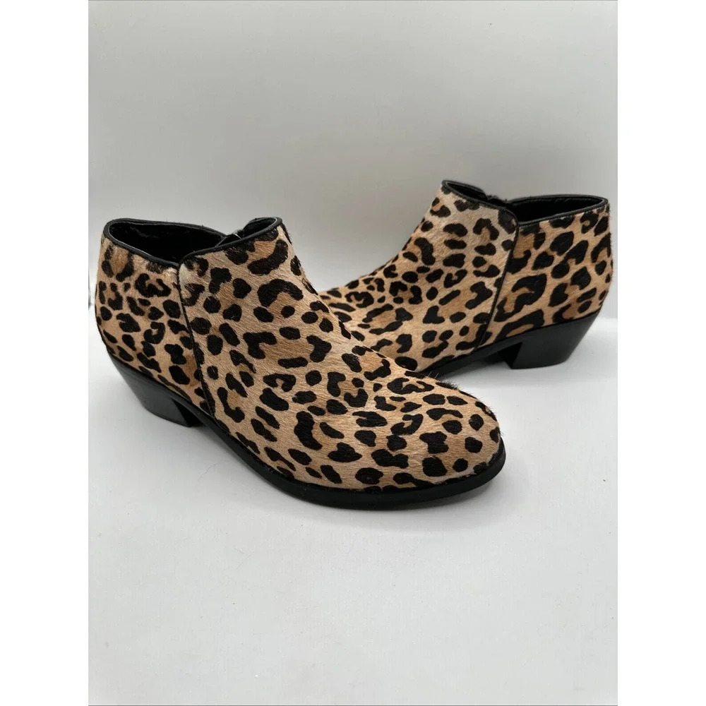 Aetrex Cheetah Calf Hair Booties 6-6.5